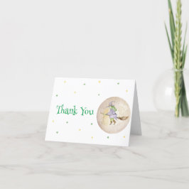 Waterverf Halloween Moon Star Witch Baby shower Bedankkaart