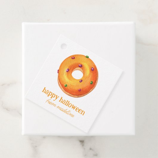 Waterverf Halloween Oranje Donut Bedankjes Labels (In situ)