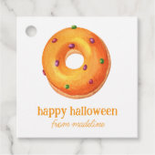 Waterverf Halloween Oranje Donut Bedankjes Labels (Voorkant)