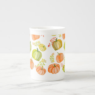 Waterverf Halloween patroon met pompoenen Porselein Kop