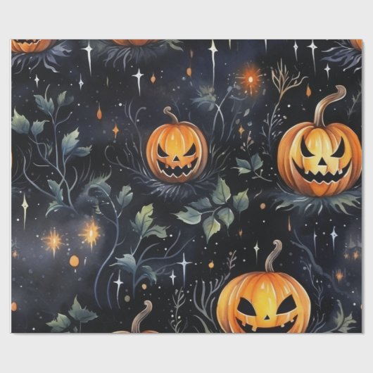 Waterverf Halloween pompoen Cadeaupapier (Vlak)