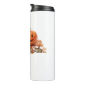 Waterverf Halloween pompoenen met herfstbladeren O Thermosbeker (Geroteerd rechts)