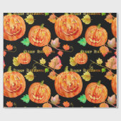 Waterverf Halloween Pumpkin Wrappingpapier Cadeaupapier (Vlak)