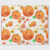 Waterverf Halloween Pumpkin Wrappingpapier Cadeaupapier (Vlak)