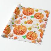 Waterverf Halloween Pumpkin Wrappingpapier Cadeaupapier (Uitgerold)