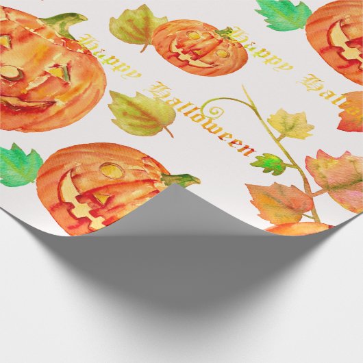 Waterverf Halloween Pumpkin Wrappingpapier Cadeaupapier (Hoek)