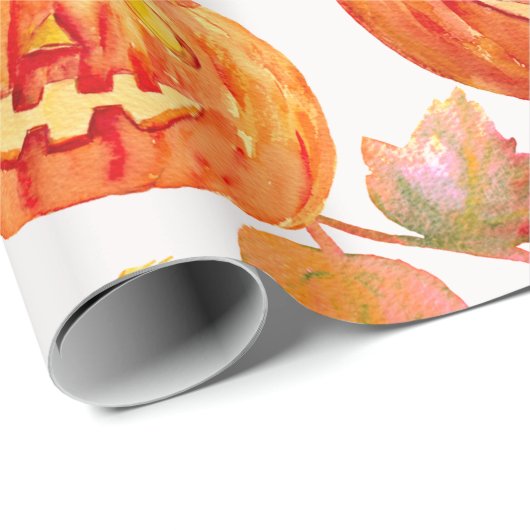 Waterverf Halloween Pumpkin Wrappingpapier Cadeaupapier (Rol Hoek)