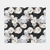 Waterverf Halloween Pumpkins Skulls Black White Fleece Deken (Voorkant (Horizontaal))