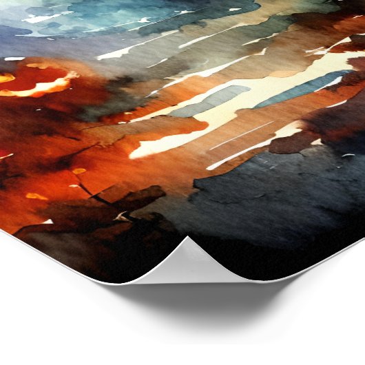 Waterverf Halloween scene Poster (Hoek)