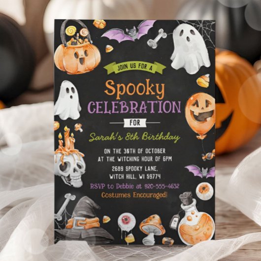 Waterverf Halloween Spooky One Birthday Kaart