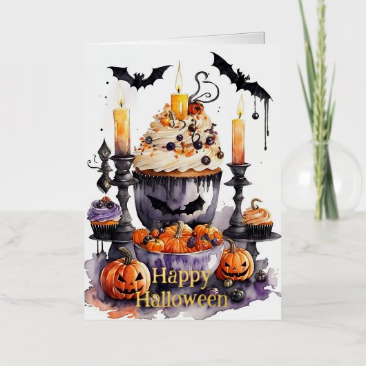 Waterverf Halloween Sweets Folie Wenskaart (Voorkant)