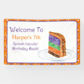 Waterverf Halloween Verjaardagstaart Welkom Spandoek (Horizontaal)