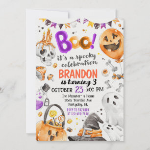 Waterverf Halloween verjaardagsuitnodiging Kaart