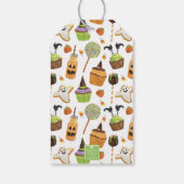 Waterverf Halloween Witch Cupcake en Snoep Cadeaulabel (Achterkant)