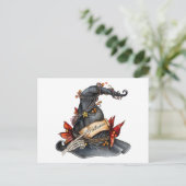 Waterverf Halloween Witch Pet en Decorations Feestdagenkaart (Staand voorkant)