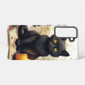  WATERVERF HALLOWEEN ZWART KITTEN SAMSUNG GALAXY HOESJE (Achterkant horizontaal)