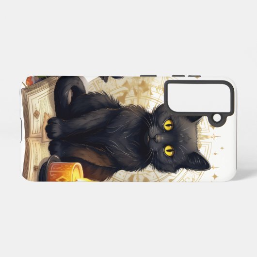  WATERVERF HALLOWEEN ZWART KITTEN SAMSUNG GALAXY HOESJE (Achterkant horizontaal)