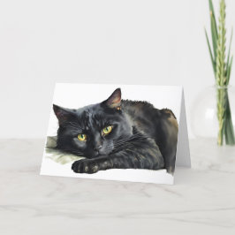 Waterverf Halloween Zwarte Kat Feestdagen Kaart