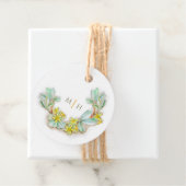 Waterverf halve krans monogram bruiloft sibbaldia bedankjes labels (In situ)