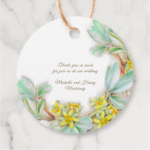 Waterverf halve krans monogram bruiloft sibbaldia bedankjes labels (Achterkant)