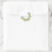 Waterverf halve krans monogram bruiloft sibbaldia ronde sticker (Tas)