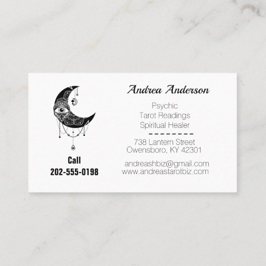 Waterverf halve maan derde oog visitekaartje (Achterkant)