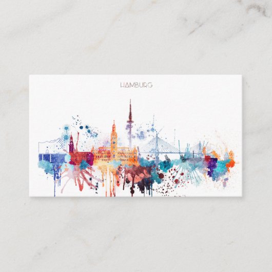 Waterverf Hamburg Skyline Visitekaartje (Voorkant)
