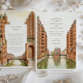 Waterverf Hamburg Speicherstadt Canal Wedding Kaart