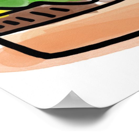Waterverf Hamburger Burger Poster (Hoek)