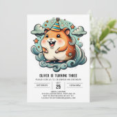 Waterverf Hamster Afdrukbare Verjaardag Kaart (Staand voorkant)