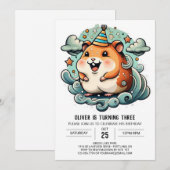 Waterverf Hamster Afdrukbare Verjaardag Kaart (Voorkant / Achterkant)
