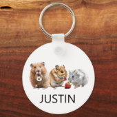 Waterverf Hamster Huisdier Liefhebber Monogram Sleutelhanger (Achterkant)