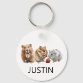 Waterverf Hamster Pet Lover Monogram Sleutelhanger (Achterkant)