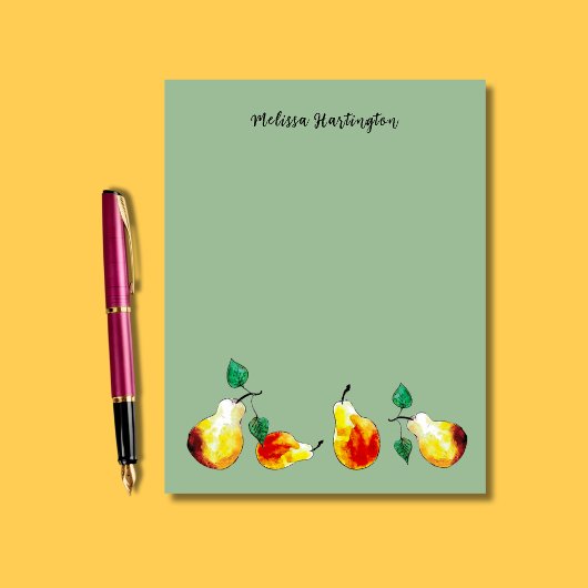 Waterverf Hand-Drawn Golden Pears Boho Briefhoofd