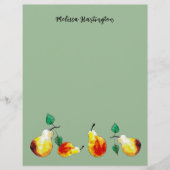 Waterverf Hand-Drawn Golden Pears Boho Briefhoofd (Voorkant)