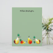 Waterverf Hand-Drawn Golden Pears Boho Briefhoofd (Staand voorkant)