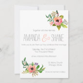 Waterverf hand geschilderd Floral Wedding Invitati Kaart (Voorkant)