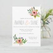 Waterverf hand geschilderd Floral Wedding Invitati Kaart (Staand voorkant)