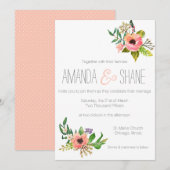 Waterverf hand geschilderd Floral Wedding Invitati Kaart (Voorkant / Achterkant)