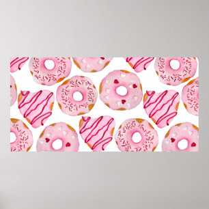 Waterverf hand getekend naadloos patroon met roze poster