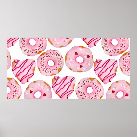 Waterverf hand getekend naadloos patroon met roze poster (Voorkant)