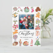 Waterverf Hand getekende kerstfoto Feestdagenkaart (Staand voorkant)