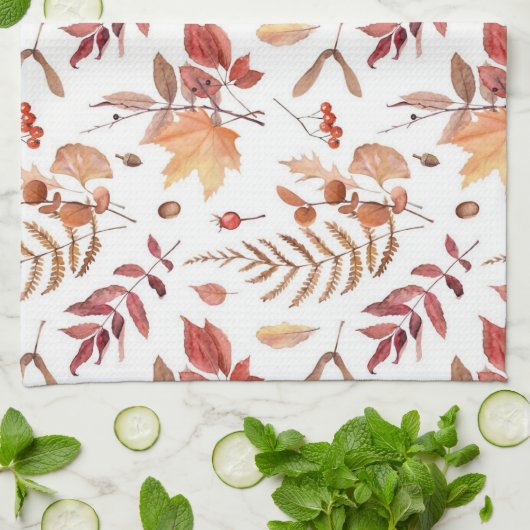 Waterverf Hand Getrokken Herfst Herfstbladeren & B Theedoek (Gevouwen)