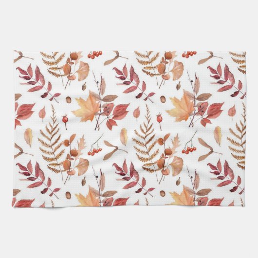 Waterverf Hand Getrokken Herfst Herfstbladeren & B Theedoek (Horizontaal)