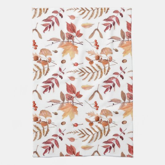 Waterverf Hand Getrokken Herfst Herfstbladeren & B Theedoek (Verticaal)