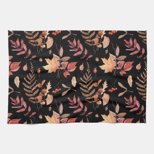 Waterverf Hand Getrokken Herfst Herfstbladeren & B Theedoek (Horizontaal)