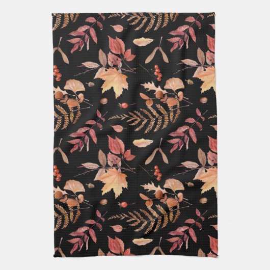 Waterverf Hand Getrokken Herfst Herfstbladeren & B Theedoek (Verticaal)