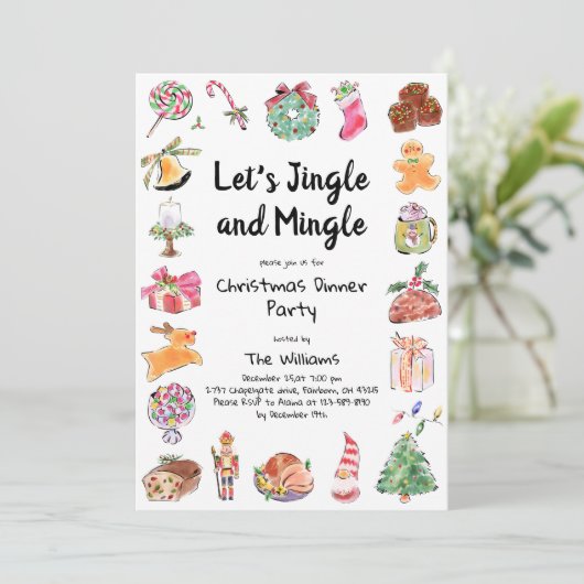 Waterverf Hand getrokken kerstfeest Kaart (Staand voorkant)