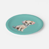 Waterverf Hand getrokken puppy met poederblauwe st Papieren Bordje (Gekanteld)