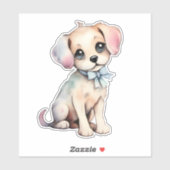 Waterverf Hand getrokken puppy met poederblauwe st Sticker (Vel)